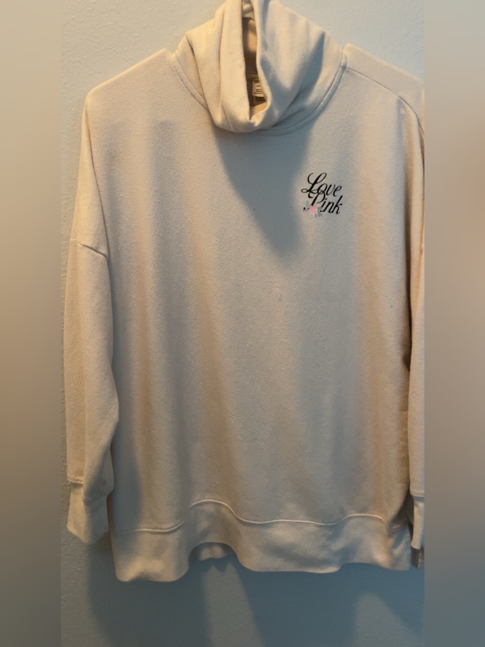 PINK Victoria's Secret Cream Cowl Neck Sweatshirt